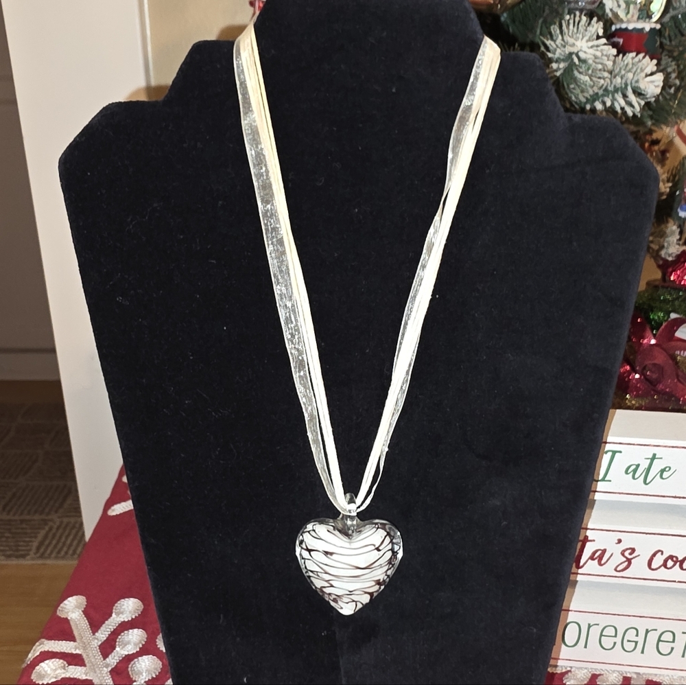 Murano Heart Glass Pendent Necklace 💕